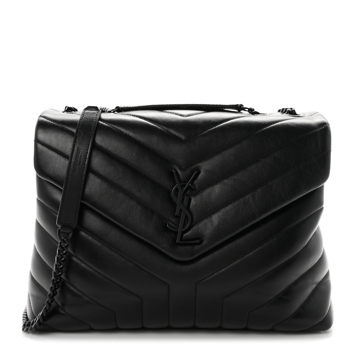 Saint Laurent Calfskin Y Quilted Monogram Monochrome Medium Loulou Chain Satchel Black 1 of 10
