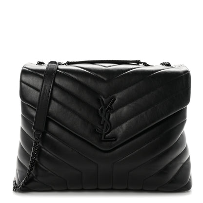 Saint Laurent Calfskin Y Quilted Monogram Monochrome Medium Loulou Chain Satchel Black 1 of 10