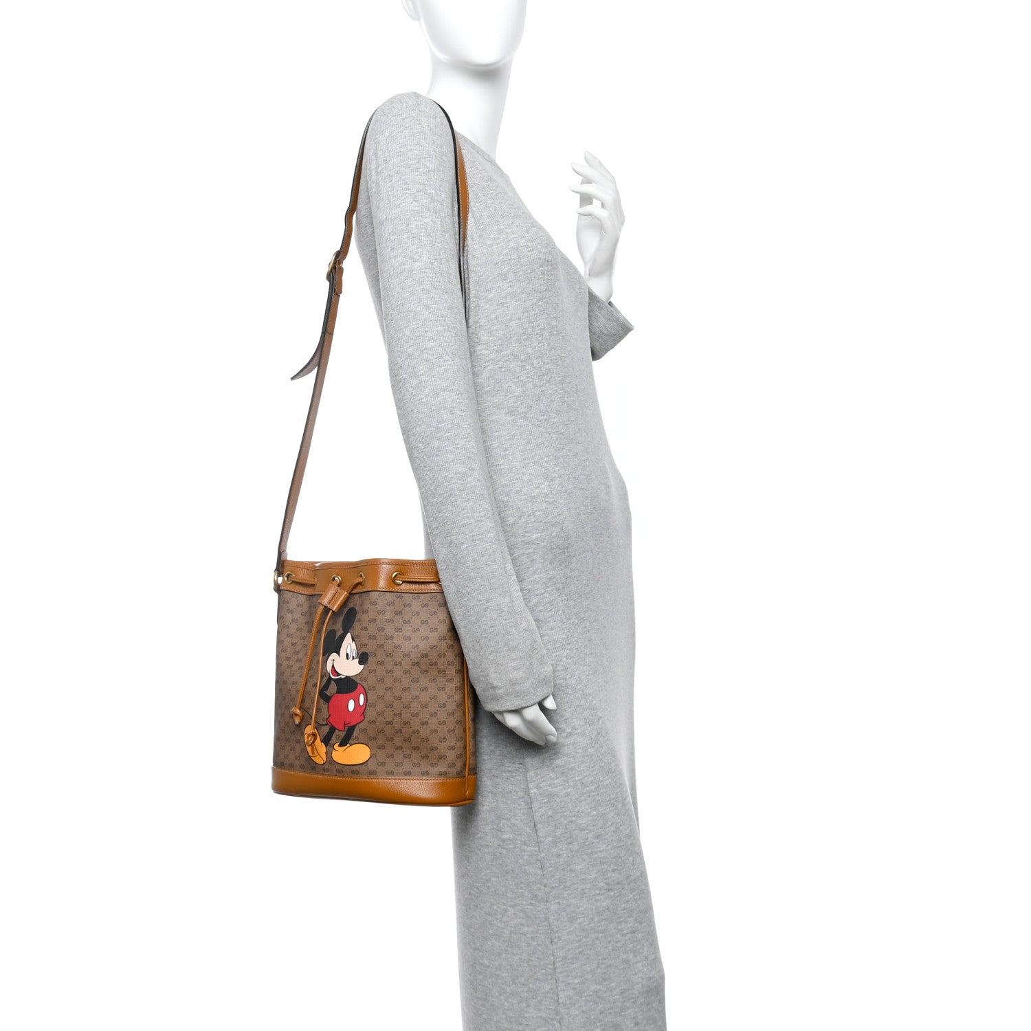 Gucci X DISNEY Mini Vintage GG Supreme Monogram Bucket Bag Beige Vintage Sun Oil 2 of 12