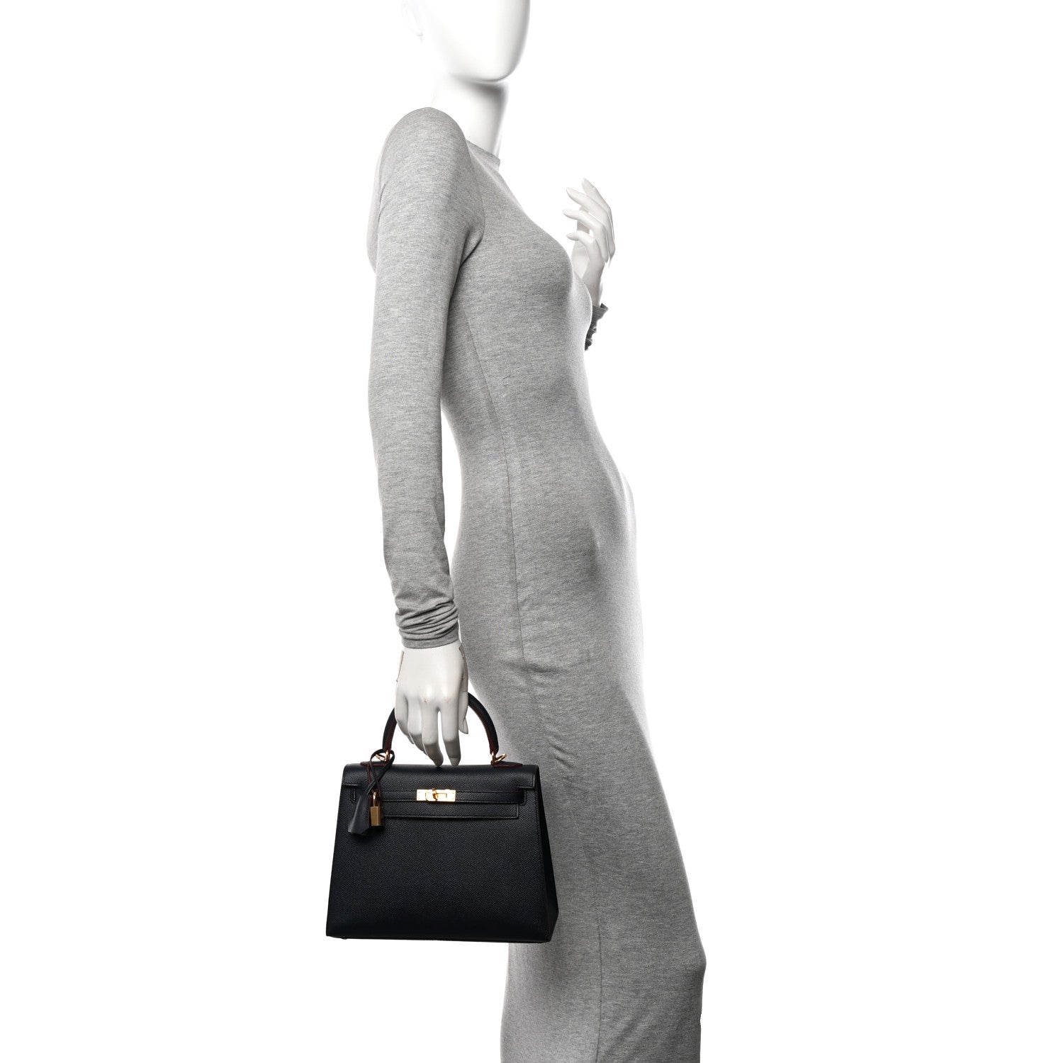 Hermes Epsom Contour Kelly Sellier 25 Bleu Indigo Rouge H 2 of 13