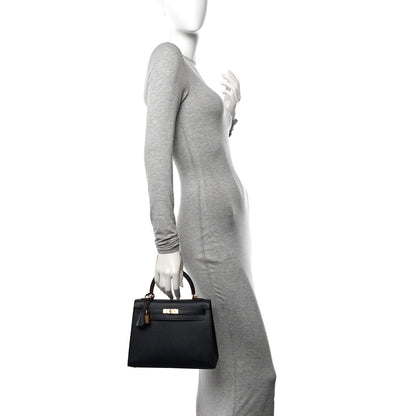 Hermes Epsom Contour Kelly Sellier 25 Bleu Indigo Rouge H 2 of 13
