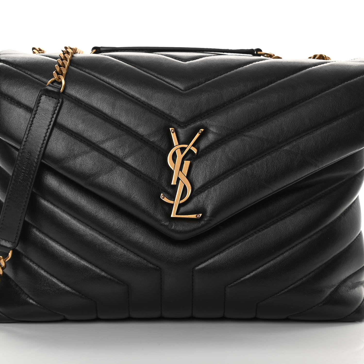 Saint Laurent Calfskin Y Quilted Monogram Medium Loulou Chain Satchel Black 8 of 14