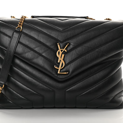 Saint Laurent Calfskin Y Quilted Monogram Medium Loulou Chain Satchel Black 8 of 14