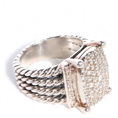 David Yurman Sterling Silver Diamond 16mm Wheaton Ring 53 6.5 4 of 4