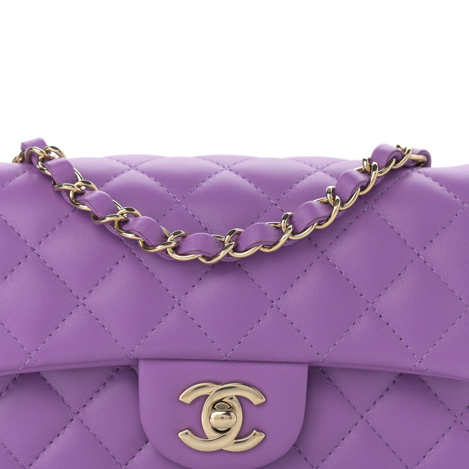 Chanel Lambskin Quilted Mini Rectangular Flap Purple 8 of 10