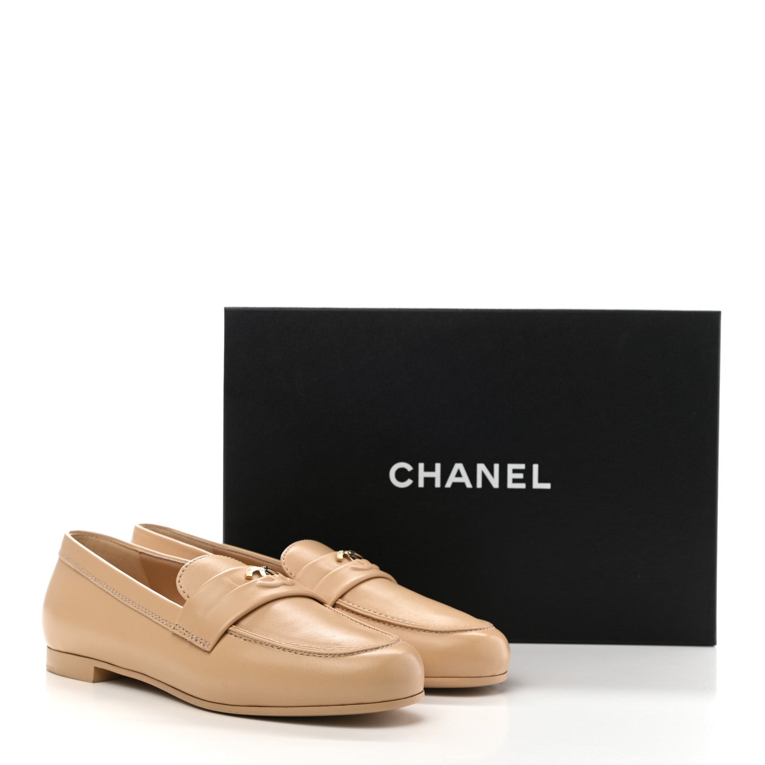 Chanel Lambskin CC Loafers 38 Beige 9 of 9