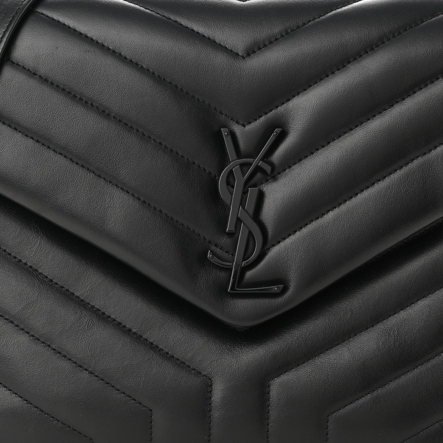 Calfskin Y Quilted Monogram Monochrome Medium Loulou Chain Satchel Black