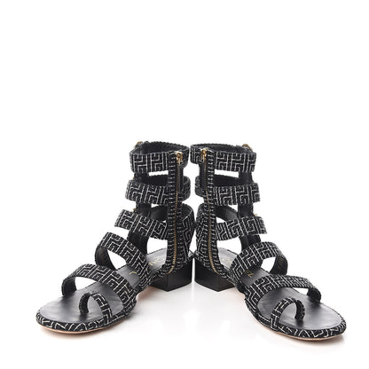 Chanel Tweed Medallion Gladiator Sandals 38.5 Black 5 of 11
