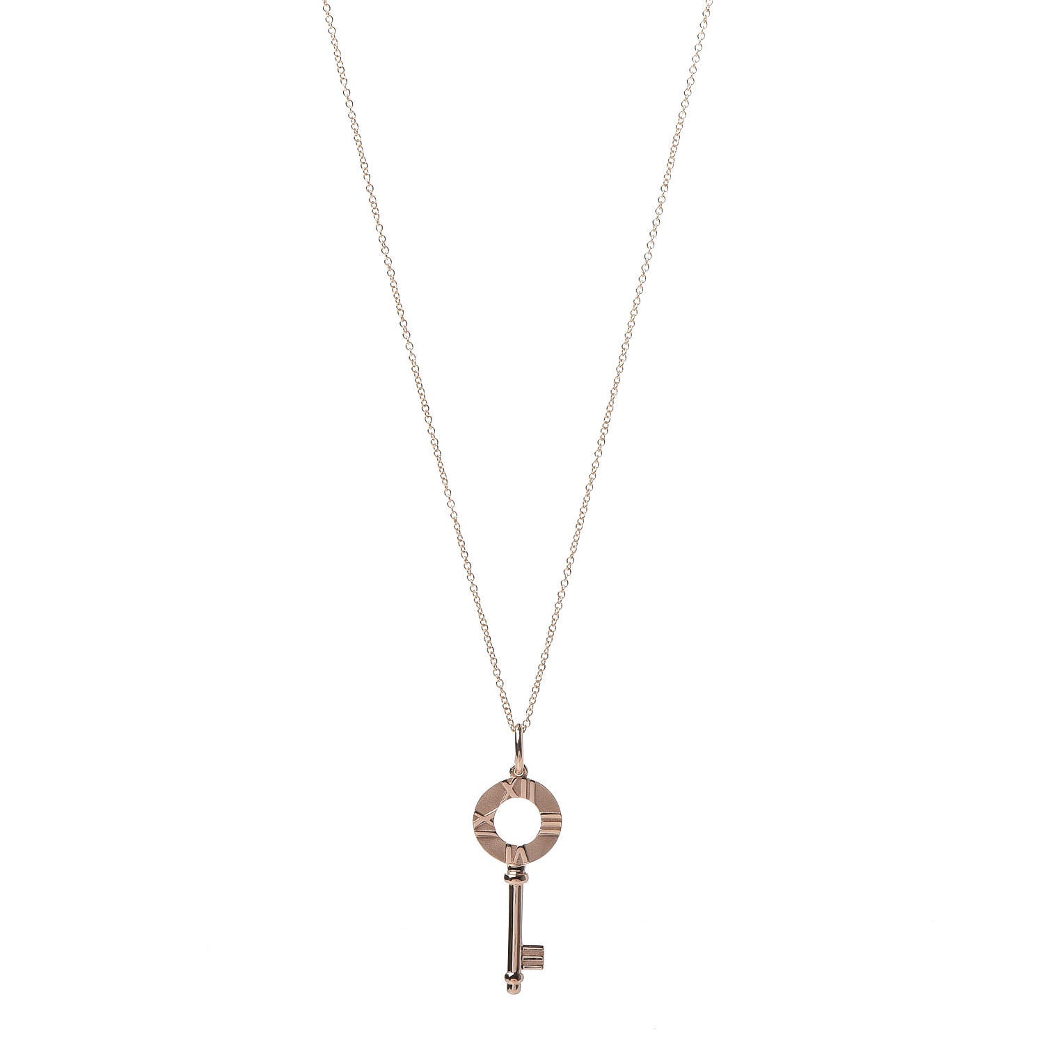 Tiffany 18K Rose Gold Atlas Key Pendant Necklace 1 of 7