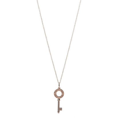 Tiffany 18K Rose Gold Atlas Key Pendant Necklace 1 of 7