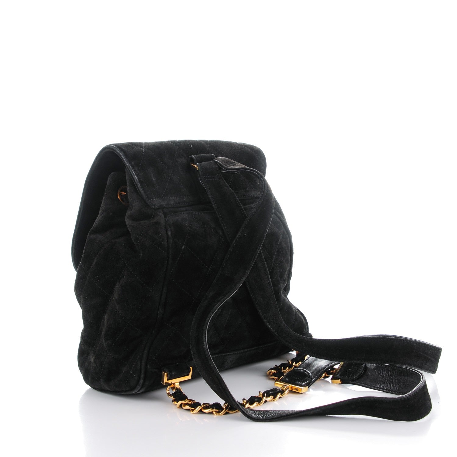 Chanel Suede Quilted Drawstring Backpack Black 3 of 11