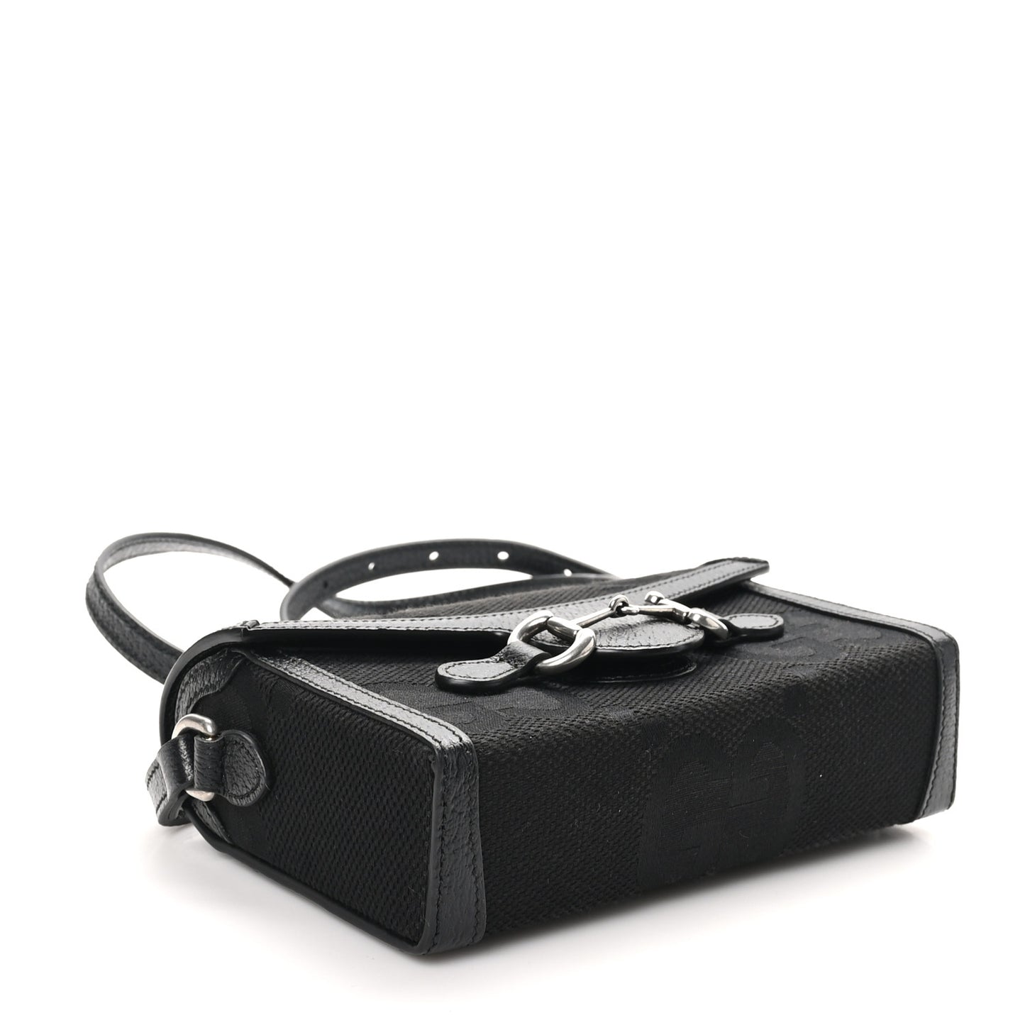 Monogram Jumbo GG Textured Dollar Calfskin Mini Horsebit 1955 Shoulder Bag Black