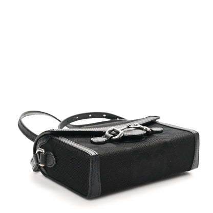 Gucci Monogram Jumbo GG Textured Dollar Calfskin Mini Horsebit 1955 Shoulder Bag Black 4 of 11
