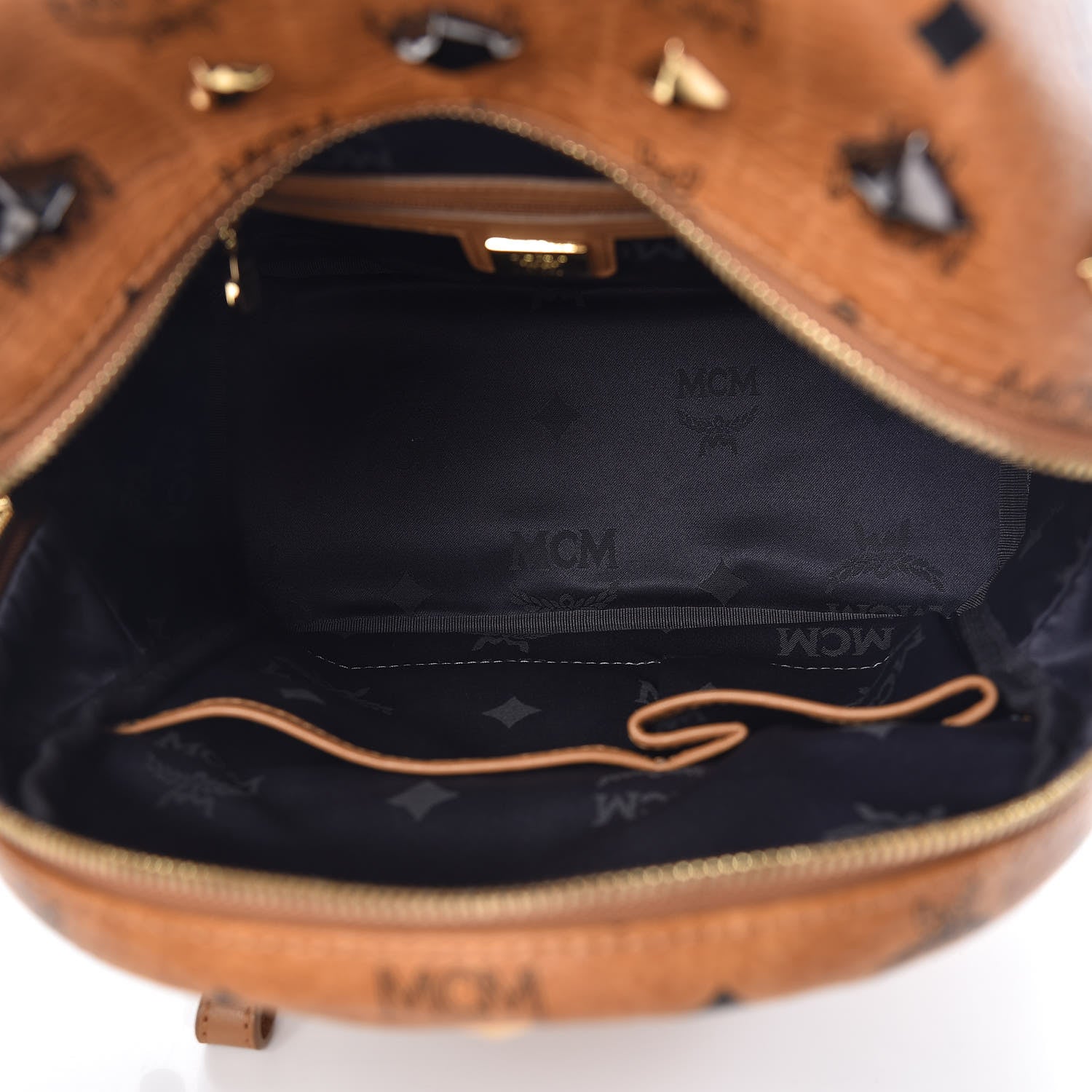 MCM Visetos Studded Small Stark Backpack Cognac 5 of 9