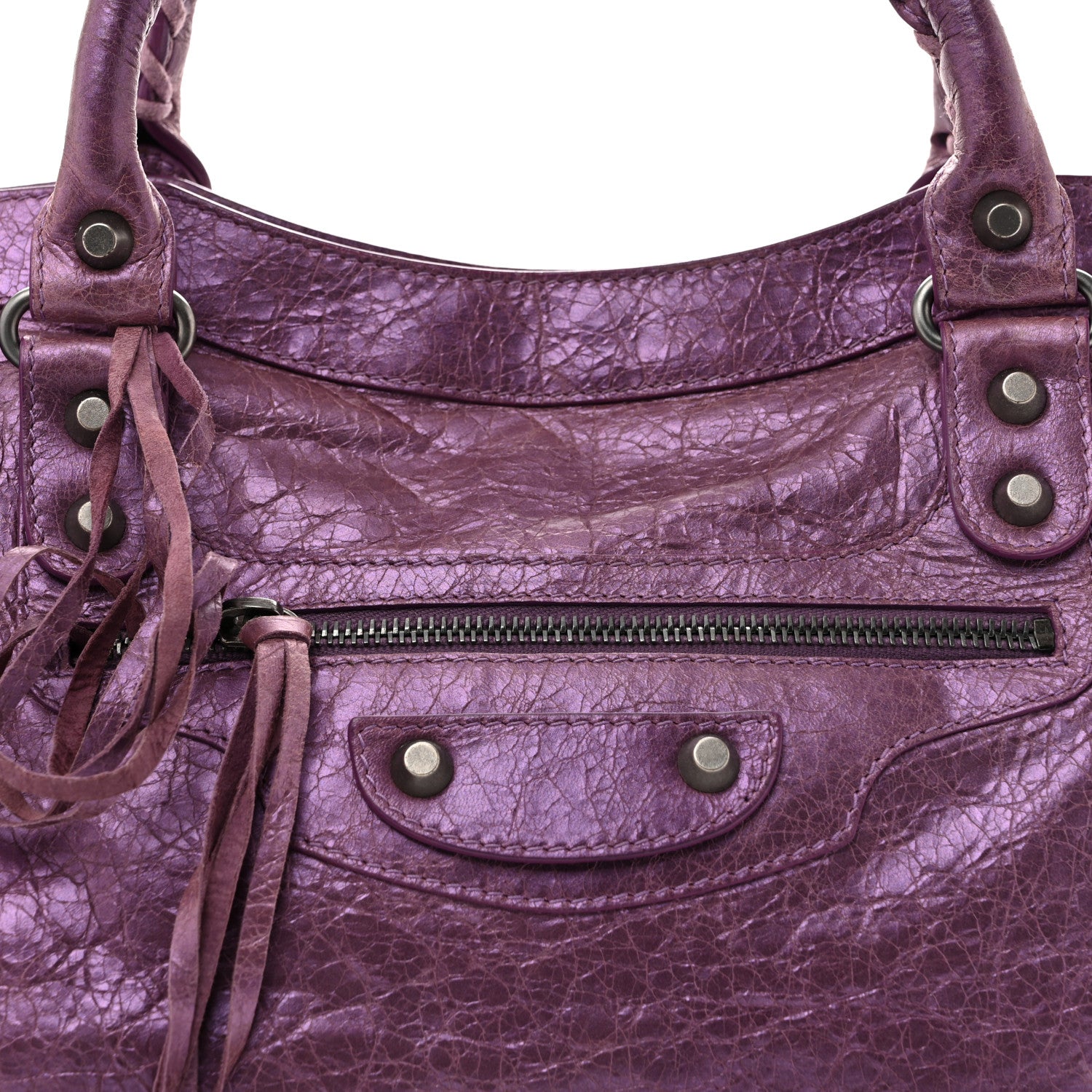 Balenciaga Agneau Classic Hardware City Metallic Purple 9 of 15