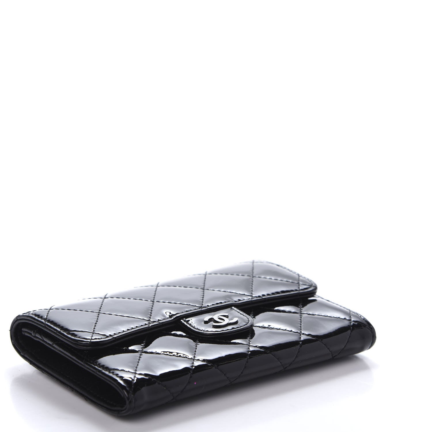 Chanel Patent Quilted Small Flap Wallet Black 4 of 11