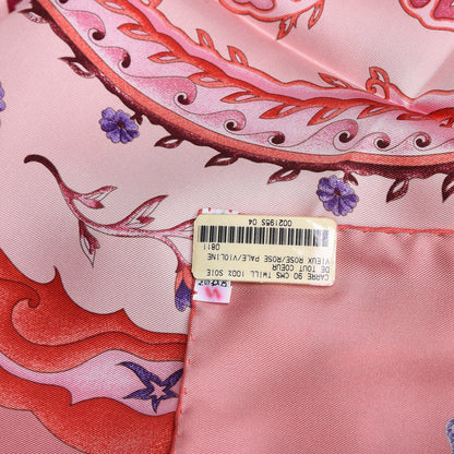 Hermes Silk De Tout Coeur Scarf 90 Vieux Rose Rose Pale Violine 6 of 7