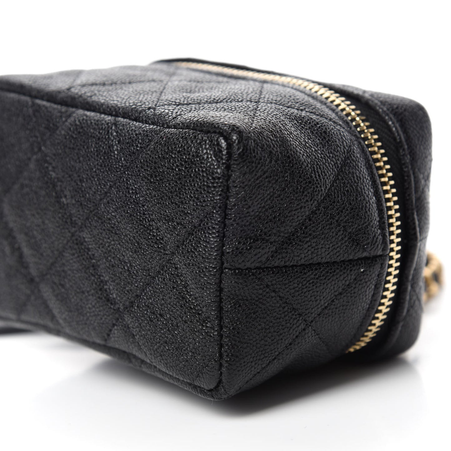 Caviar Quilted Mini Top Handle Vanity With Chain Black