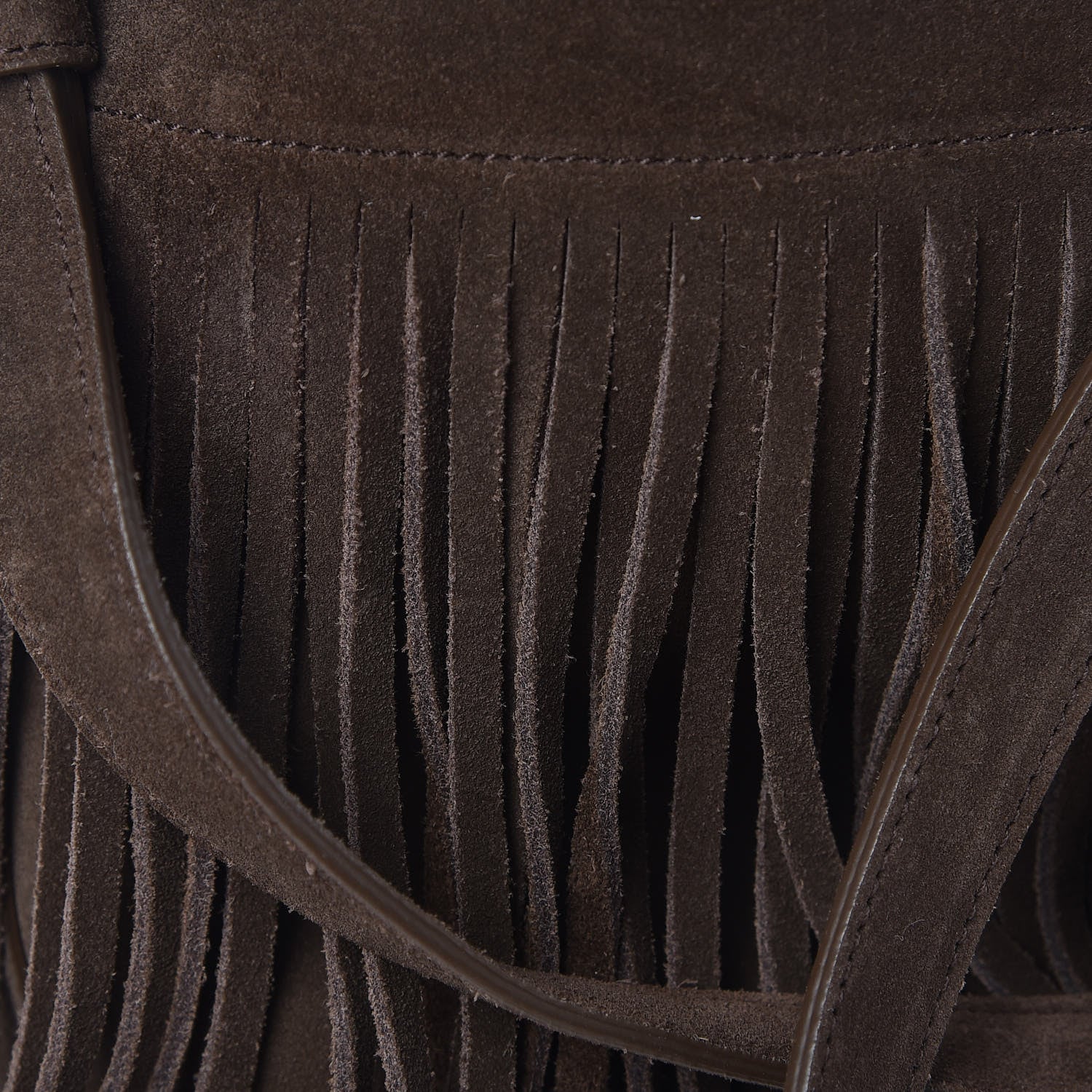 Saint Laurent Suede Calfskin Small Emmanuelle Fringe Bucket Bag Black 9 of 12