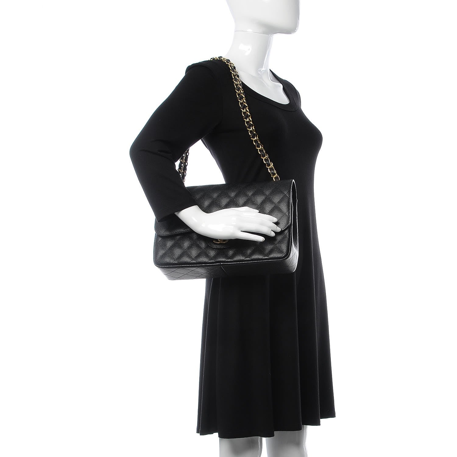 Chanel Caviar Quilted Jumbo Double Flap Black 3 of 9