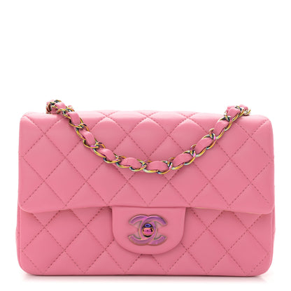 Chanel Lambskin Quilted Mini Rectangular Flap Pink Yellow 1 of 11