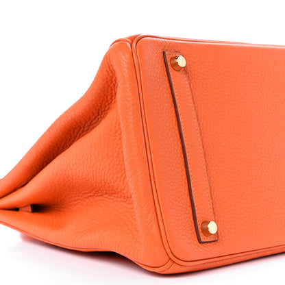 Hermes Taurillon Clemence Birkin 35 Orange 10 of 13