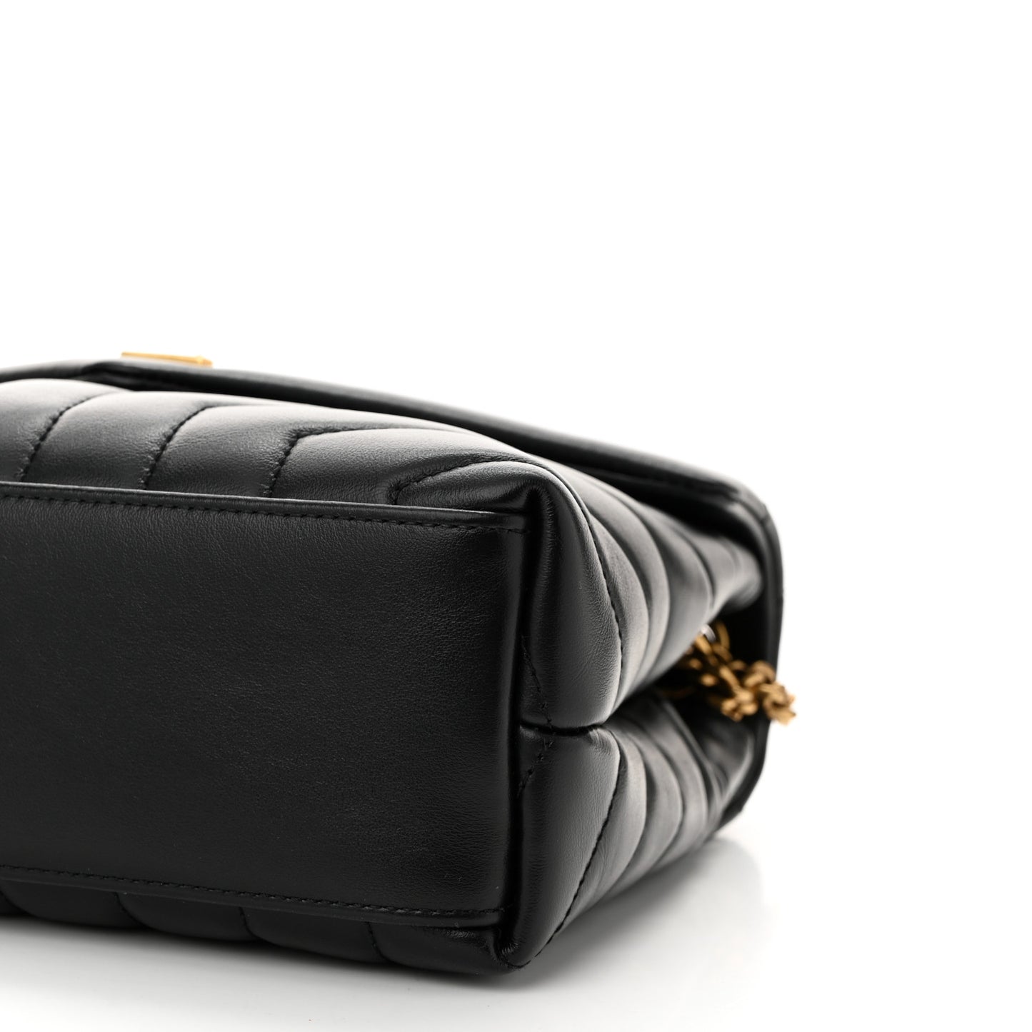 Calfskin Y Quilted Monogram Small Loulou Chain Satchel Black