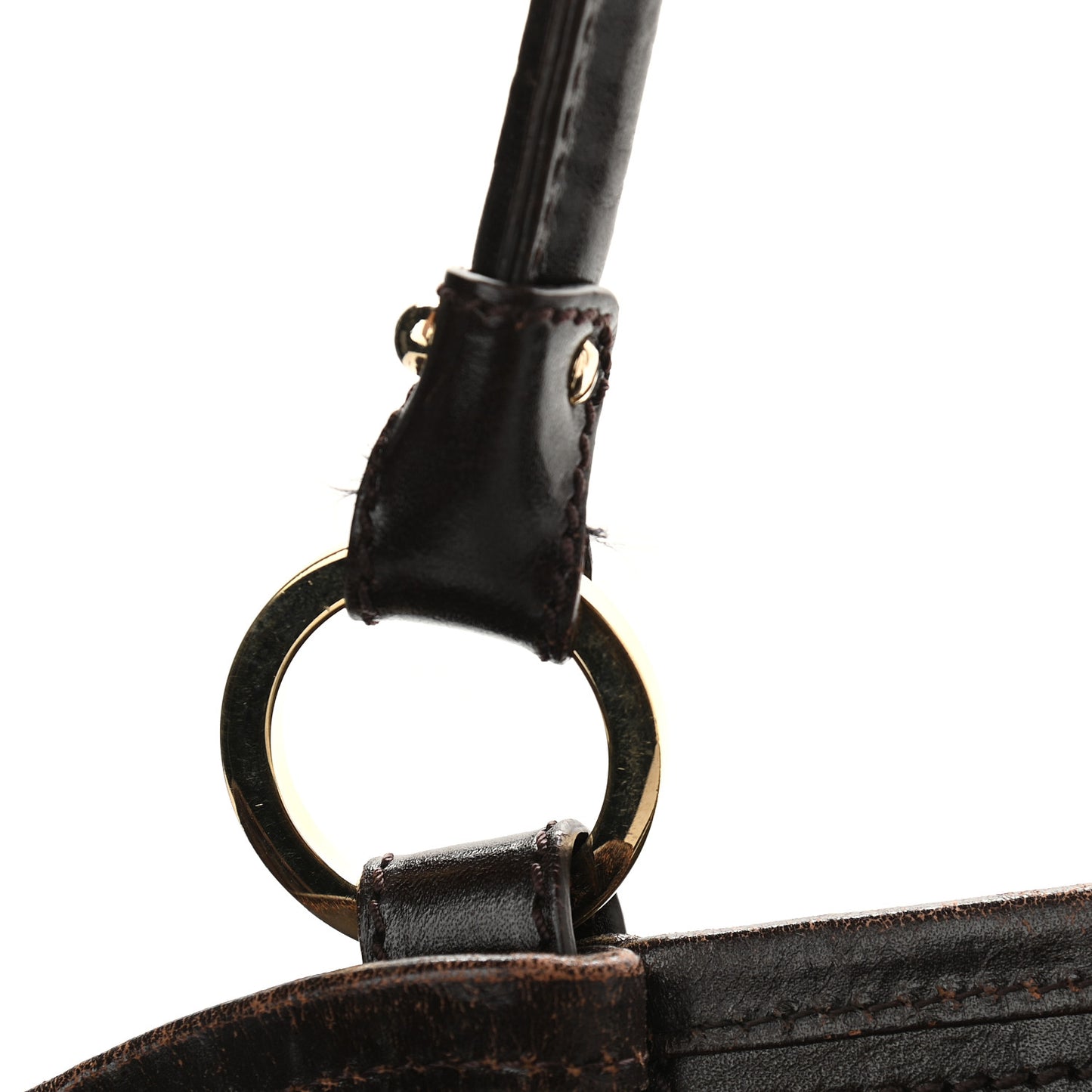 Vitello Bottalato FF Embossed Large Chef Shopper Tote Chocolate