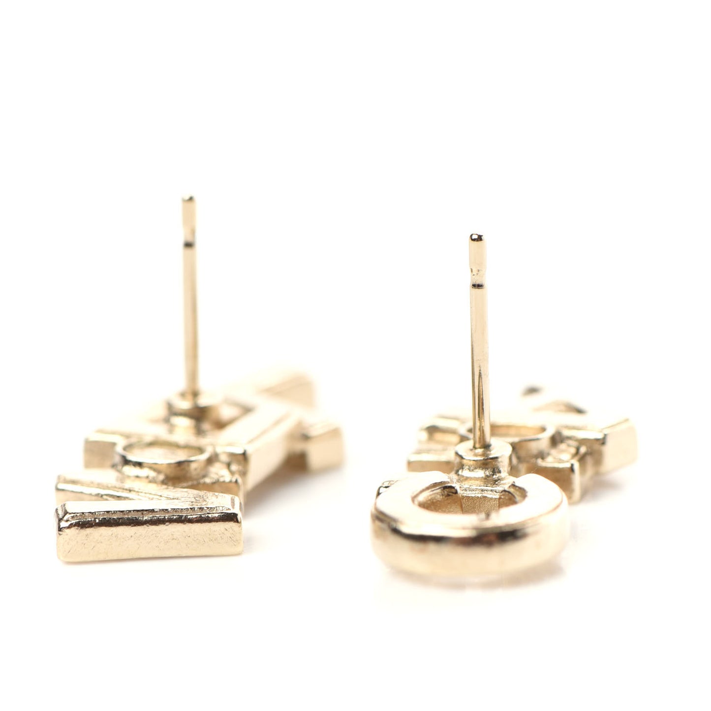 Crystal Pearl Signature Stud Earrings Gold