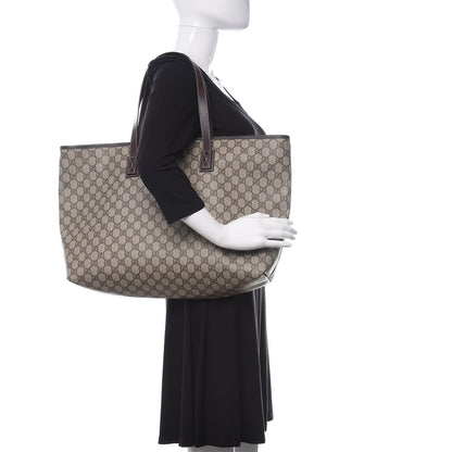 Gucci GG Supreme Monogram Large Zippered Shopping Tote Brown 2 of 11