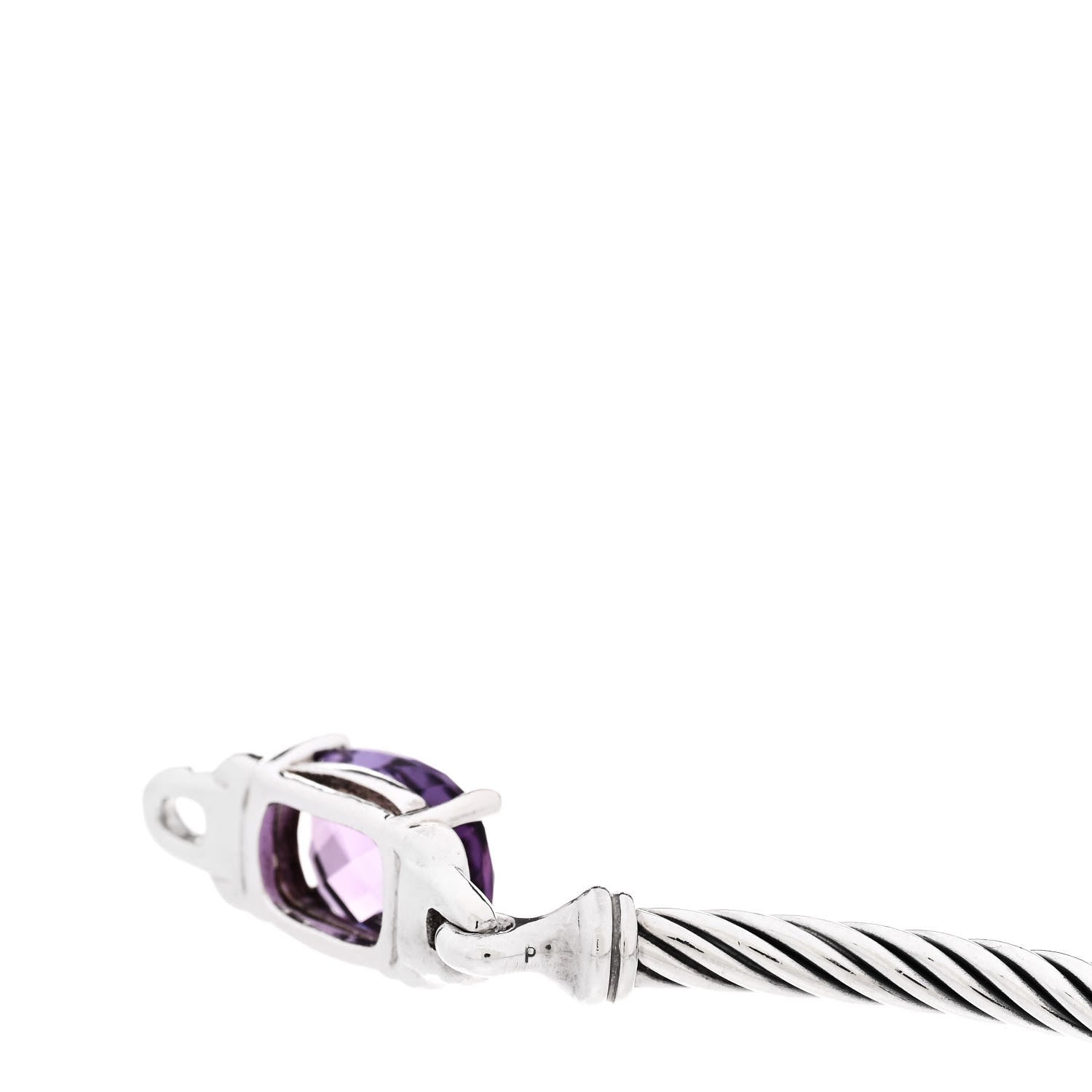 David Yurman Sterling Silver Diamond Amethyst 3mm Petite Wheaton Bracelet 4 of 4