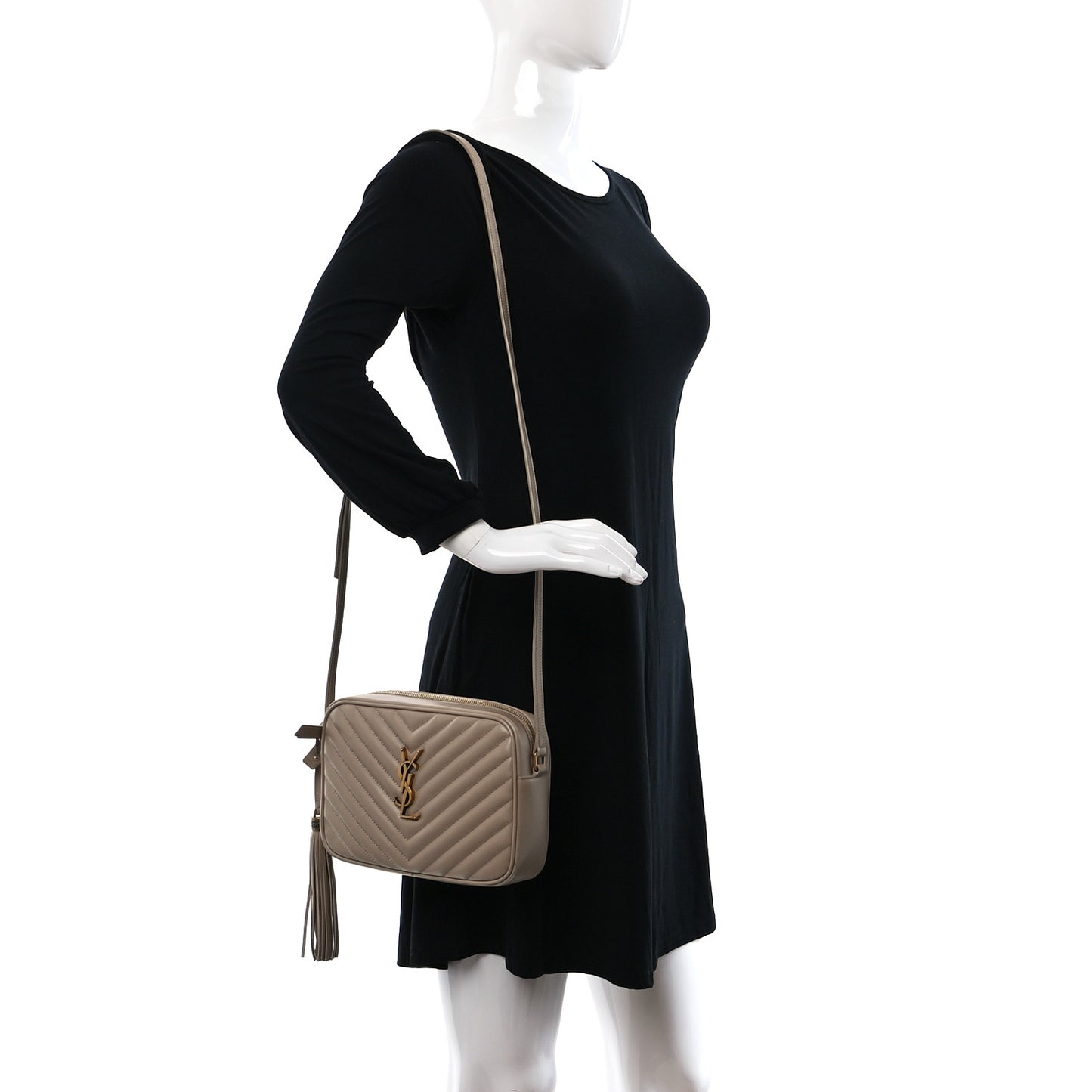 Calfskin Matelasse Monogram Lou Camera Bag Dark Beige