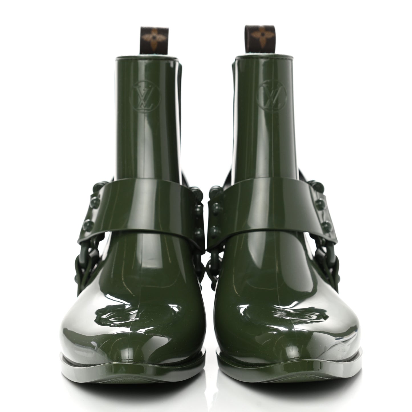 Rubber Monogram Rhapsody Ankle Boots 38 Kaki