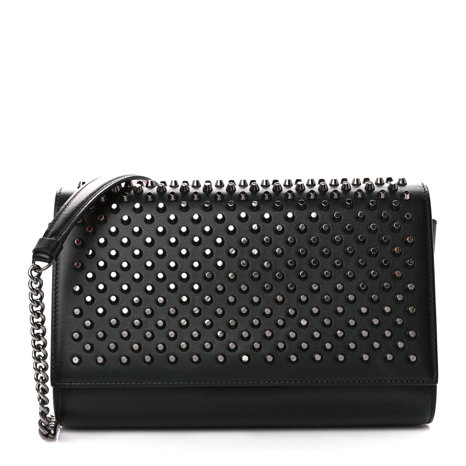 Christian Louboutin Calfskin Patent Spikes Paloma Clutch Black 1 of 11