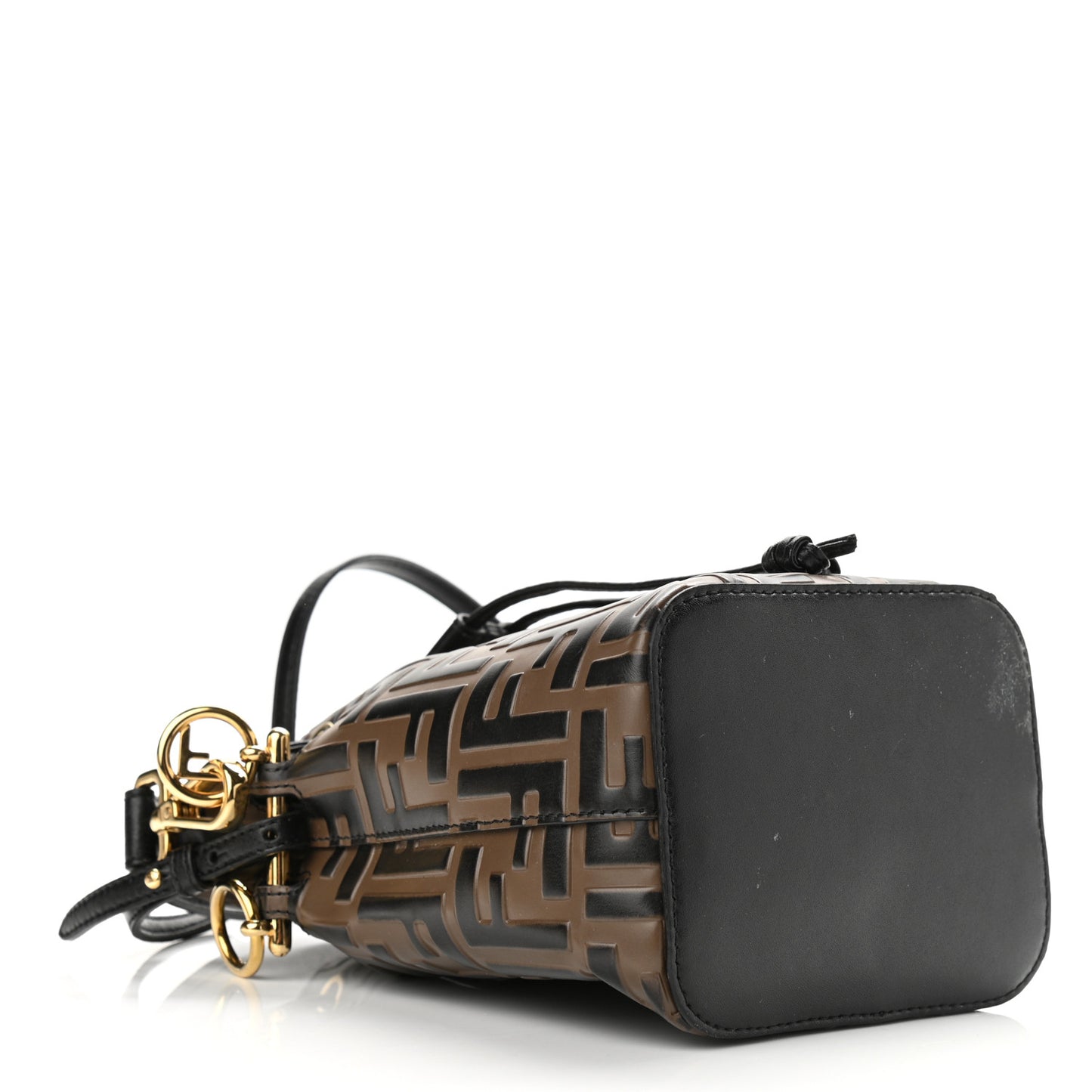 Vitello Liberty F is Fendi Bi-Color FF 1974 Embossed Mini Mon Tresor Bucket Bag Maya Black
