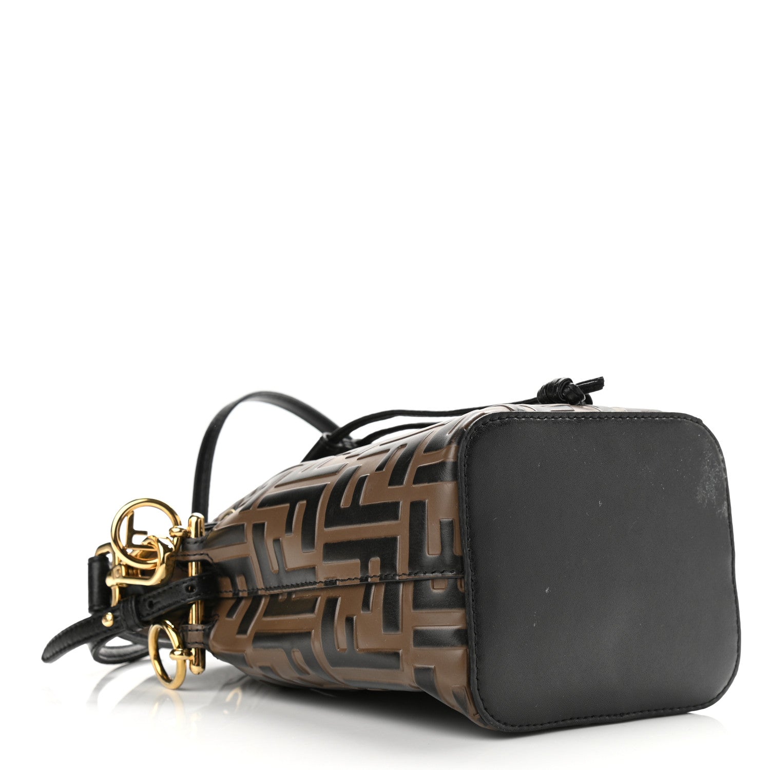 Fendi Vitello Liberty F is Fendi Bi-Color FF 1974 Embossed Mini Mon Tresor Bucket Bag Maya Black 4 of 14