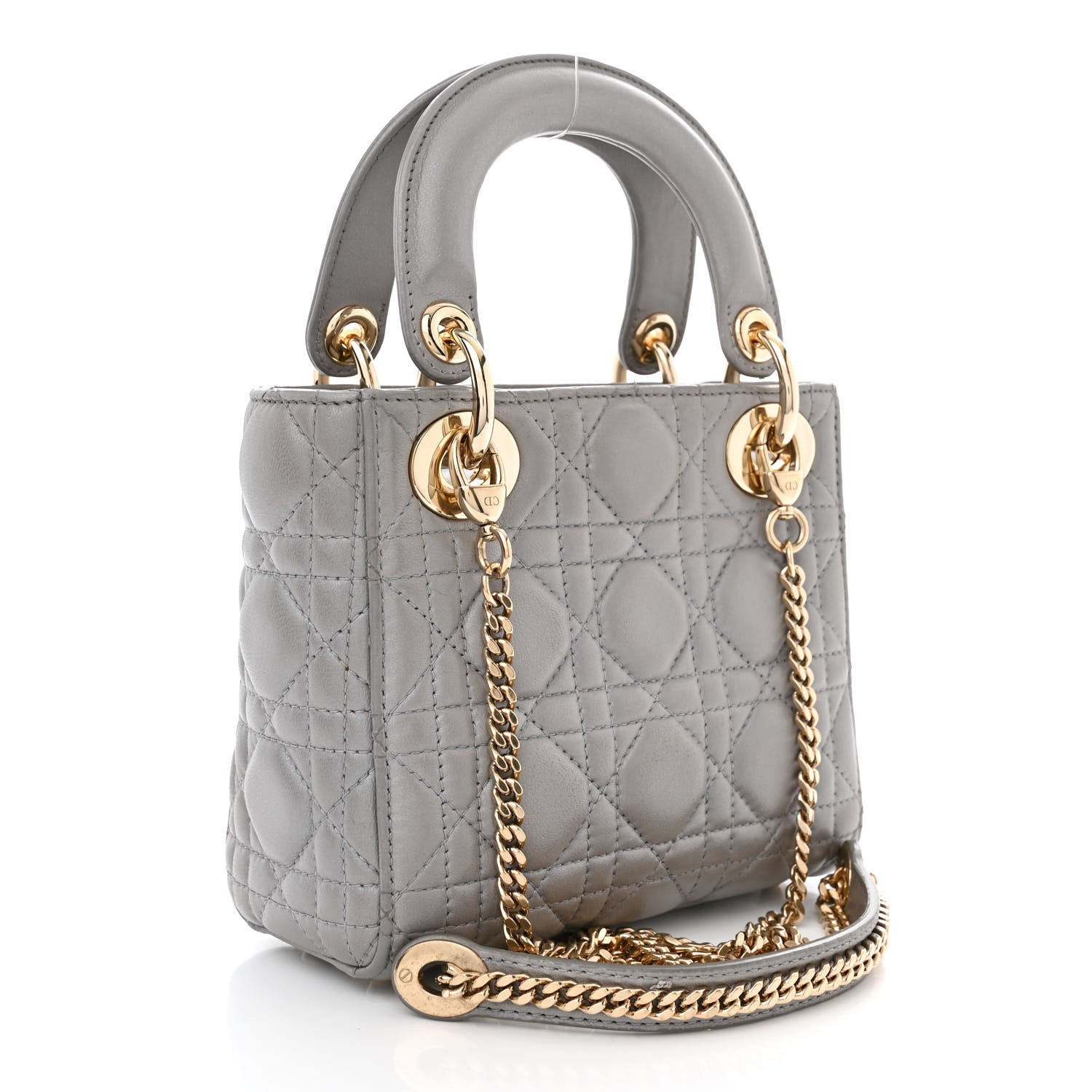Christian Dior Metallic Lambskin Cannage Mini Lady Dior Grey 3 of 14