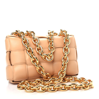 Bottega Veneta Lambskin Maxi Intreccio Padded Chain Cassette Crossbody Bag Almond 3 of 10