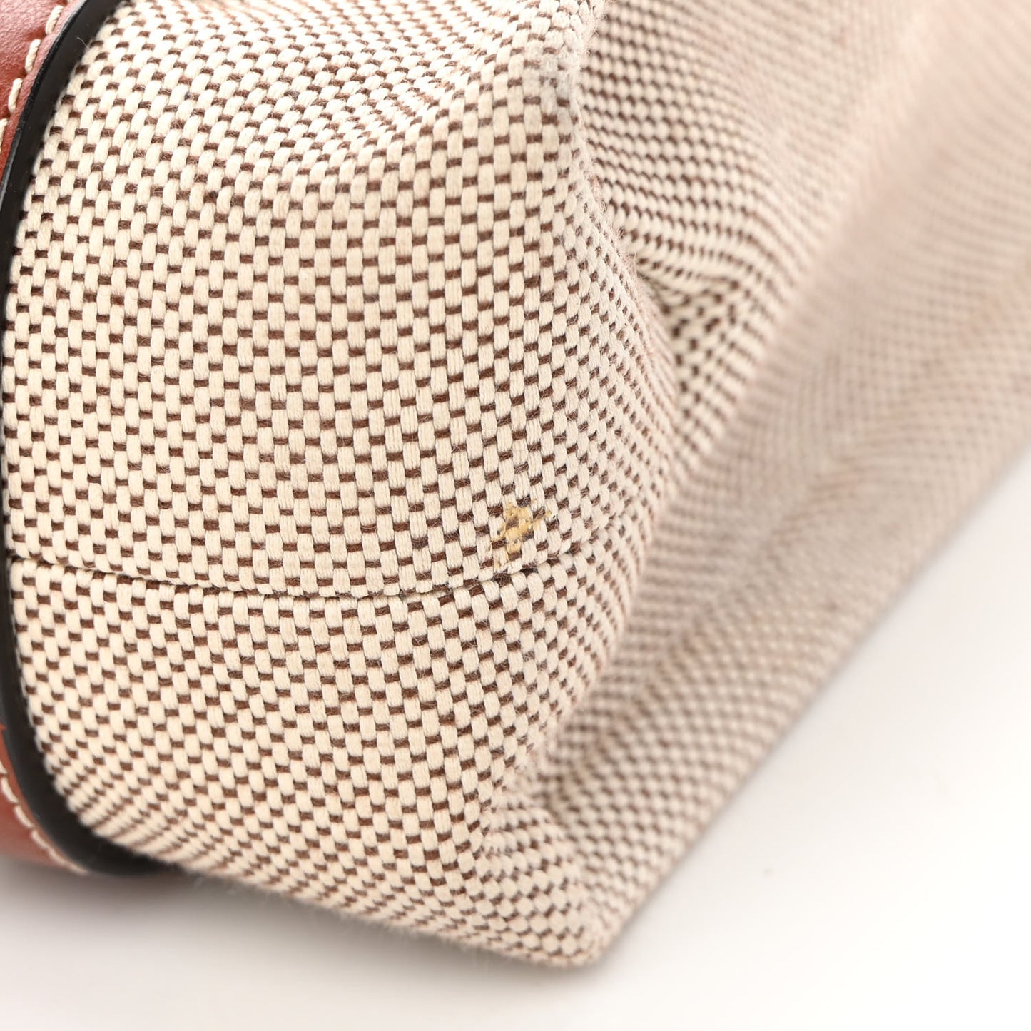 Cotton Calfskin Small Woody Ribbon Tote White Brown