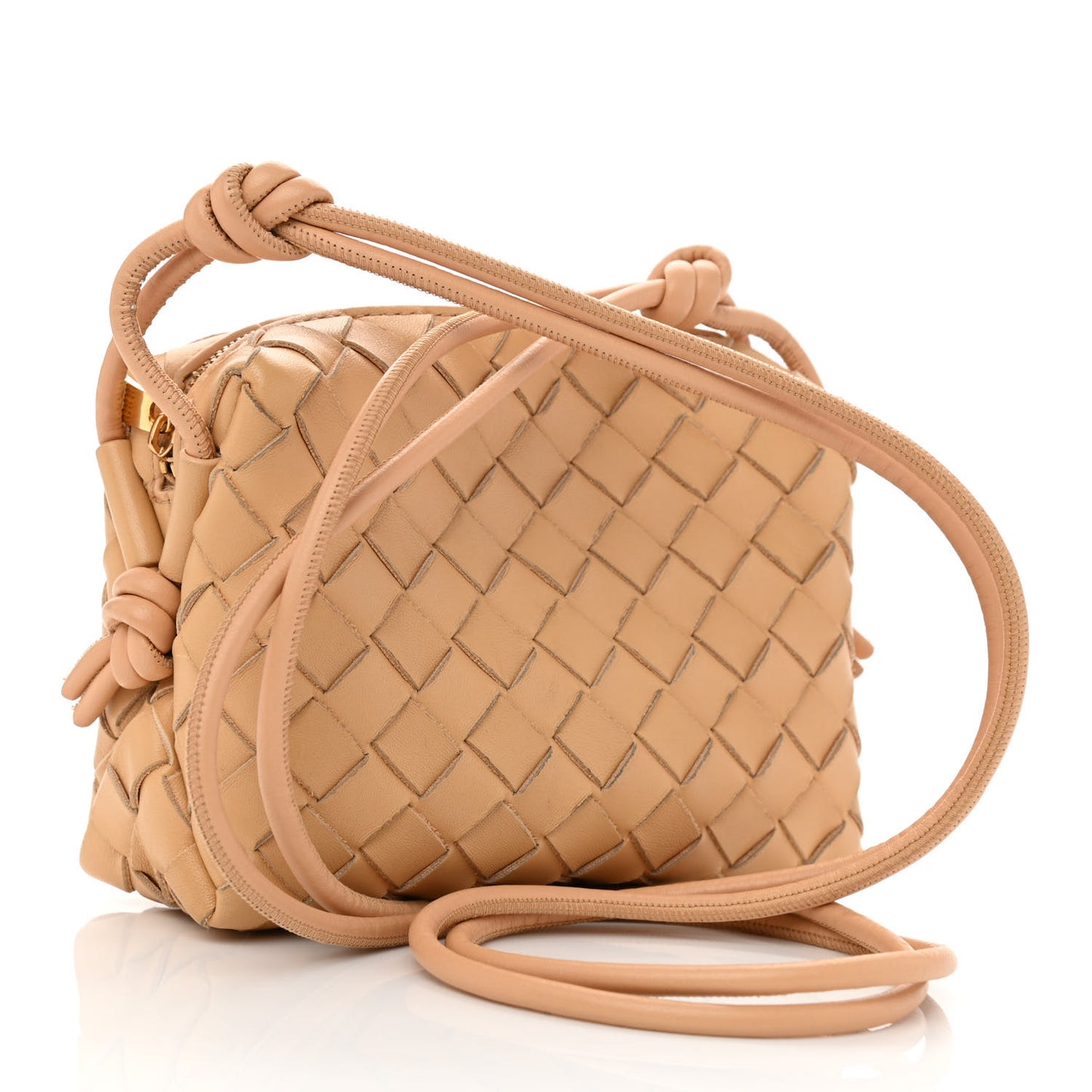 Nappa Intrecciato Mini Loop Camera Bag Almond