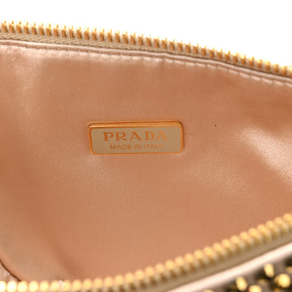 Prada Satin Crystal Triangle Crossbody Pouch Platino 5 of 9