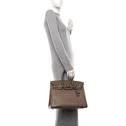 Hermes Ostrich Birkin 35 Gris Tourterelle 2 of 23