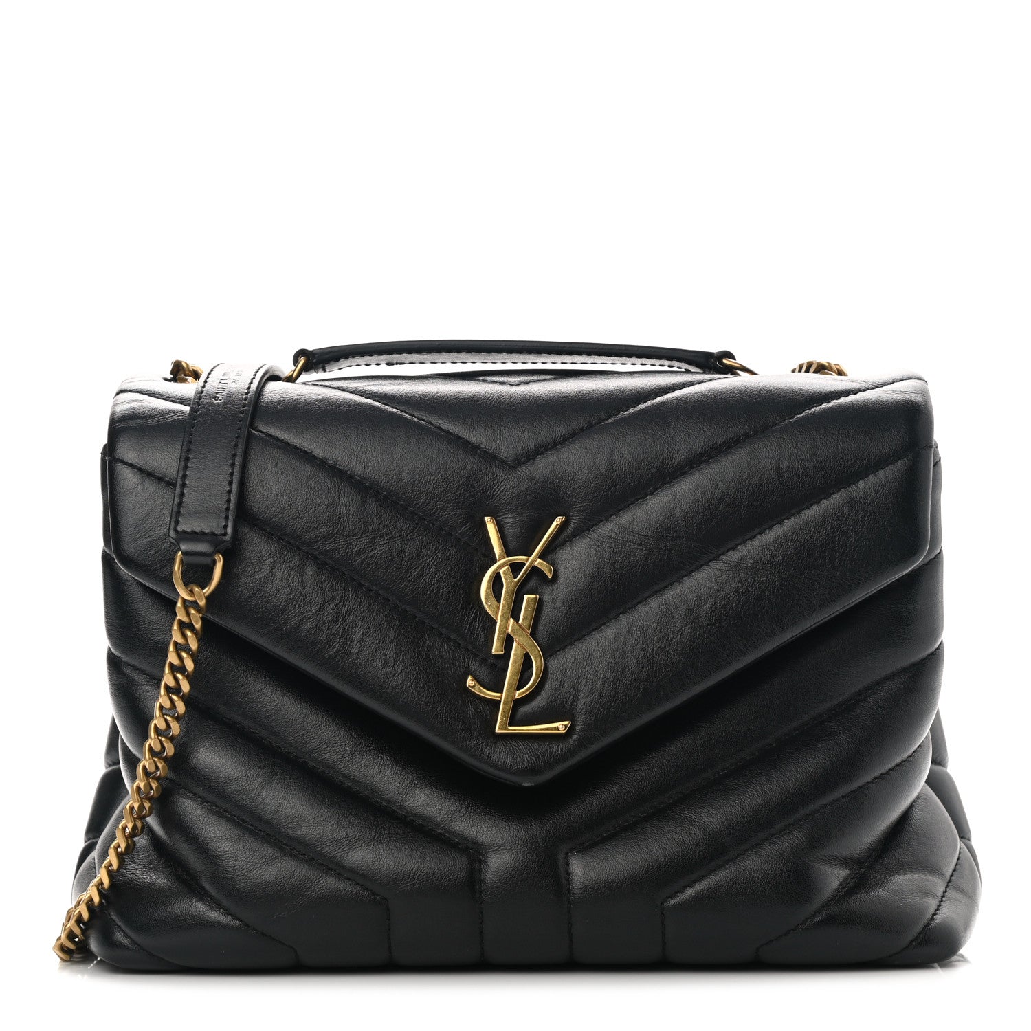 Saint Laurent Calfskin Y Quilted Monogram Small Loulou Chain Satchel Black 1 of 9