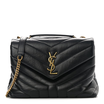 Saint Laurent Calfskin Y Quilted Monogram Small Loulou Chain Satchel Black 1 of 9
