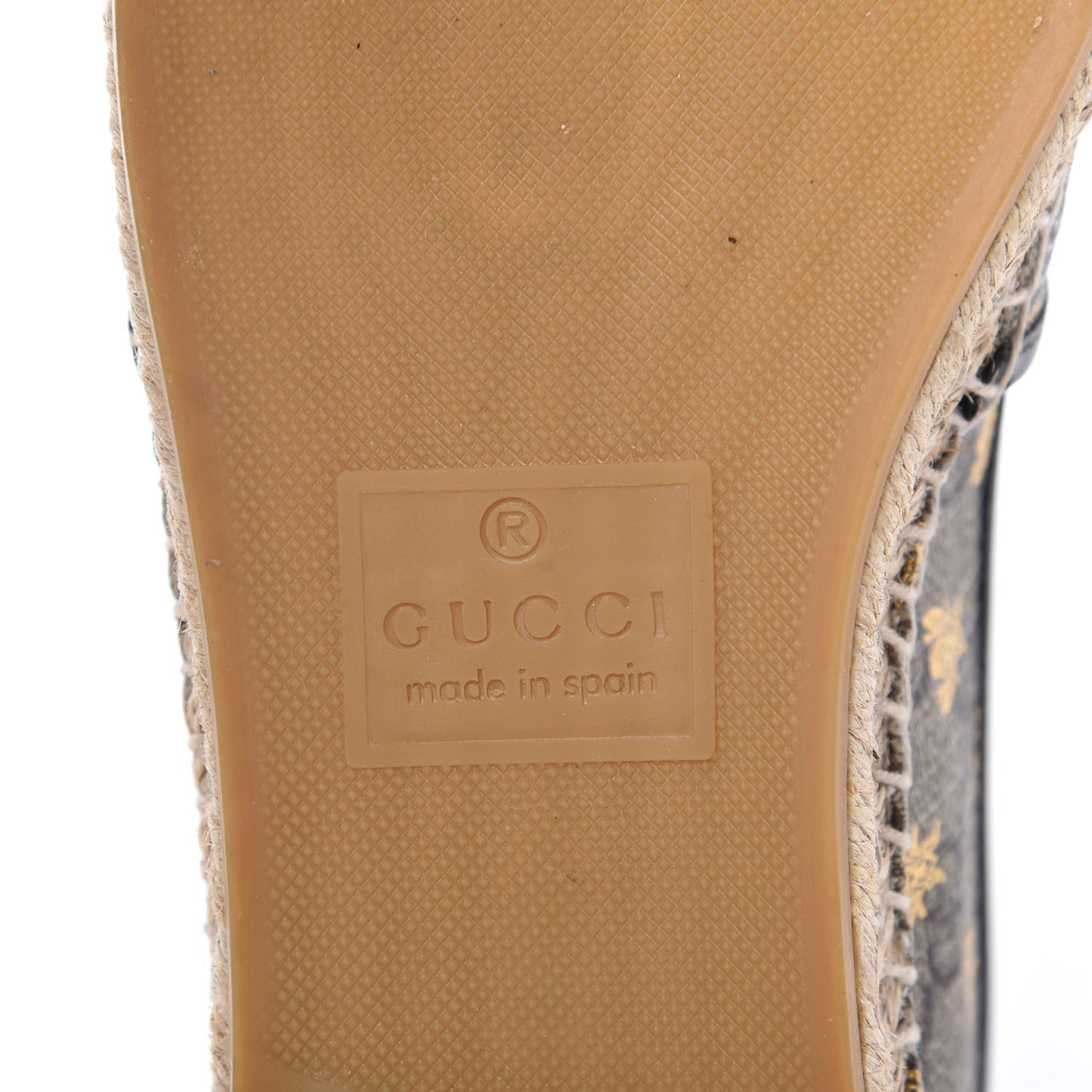 GG Supreme Monogram Bees Espadrille Flats 38 Beige Ebony Oro Black