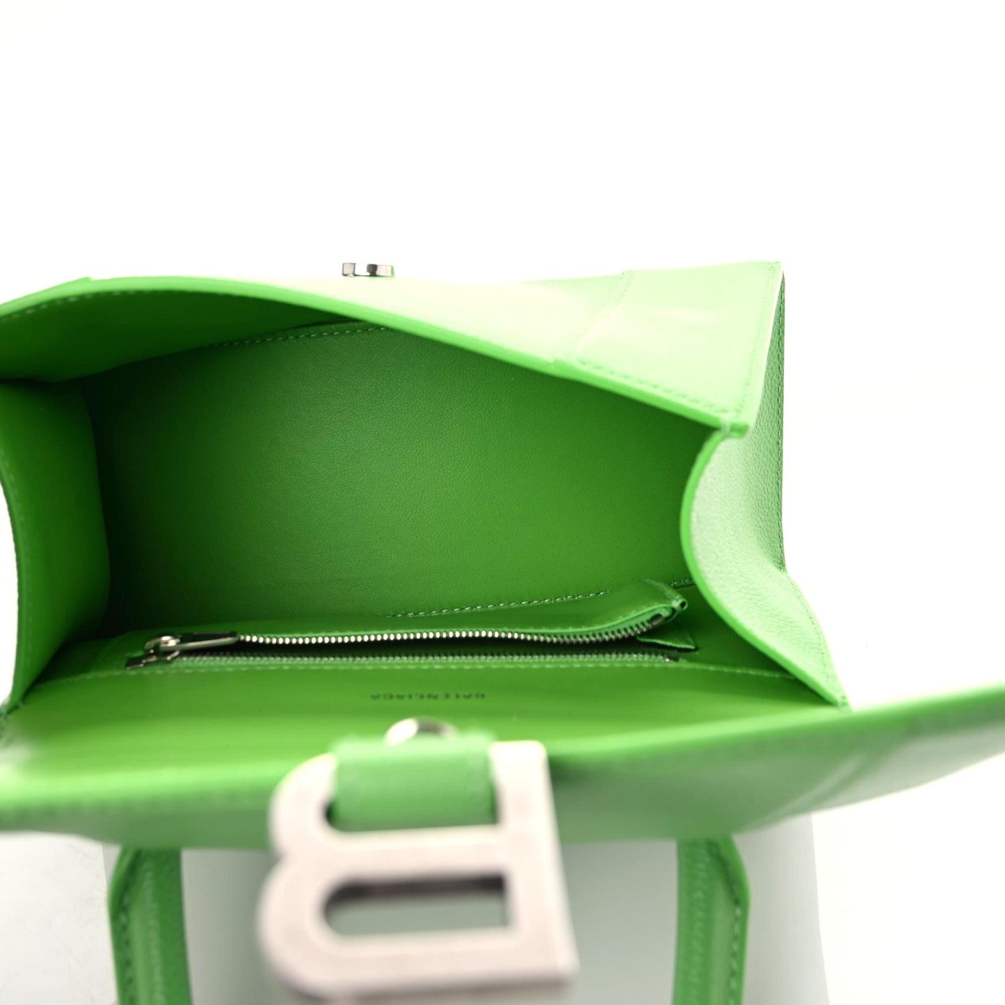 Grained Calfskin Small Hourglass Top Handle Bag Light Green