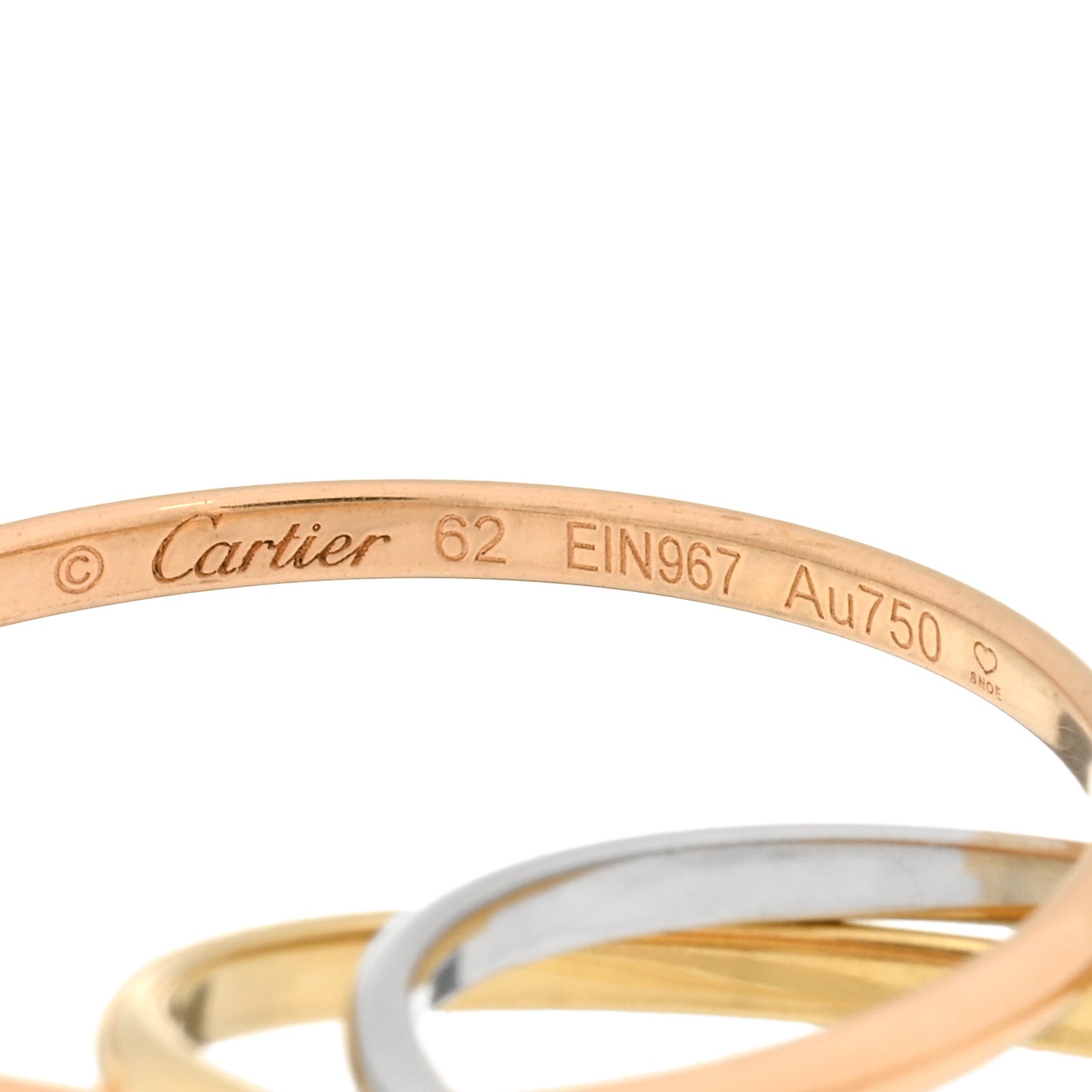Cartier 18K Pink Yellow White Gold Extra Small Les Must De Cartier Trinity Ring 62 10 3 of 3