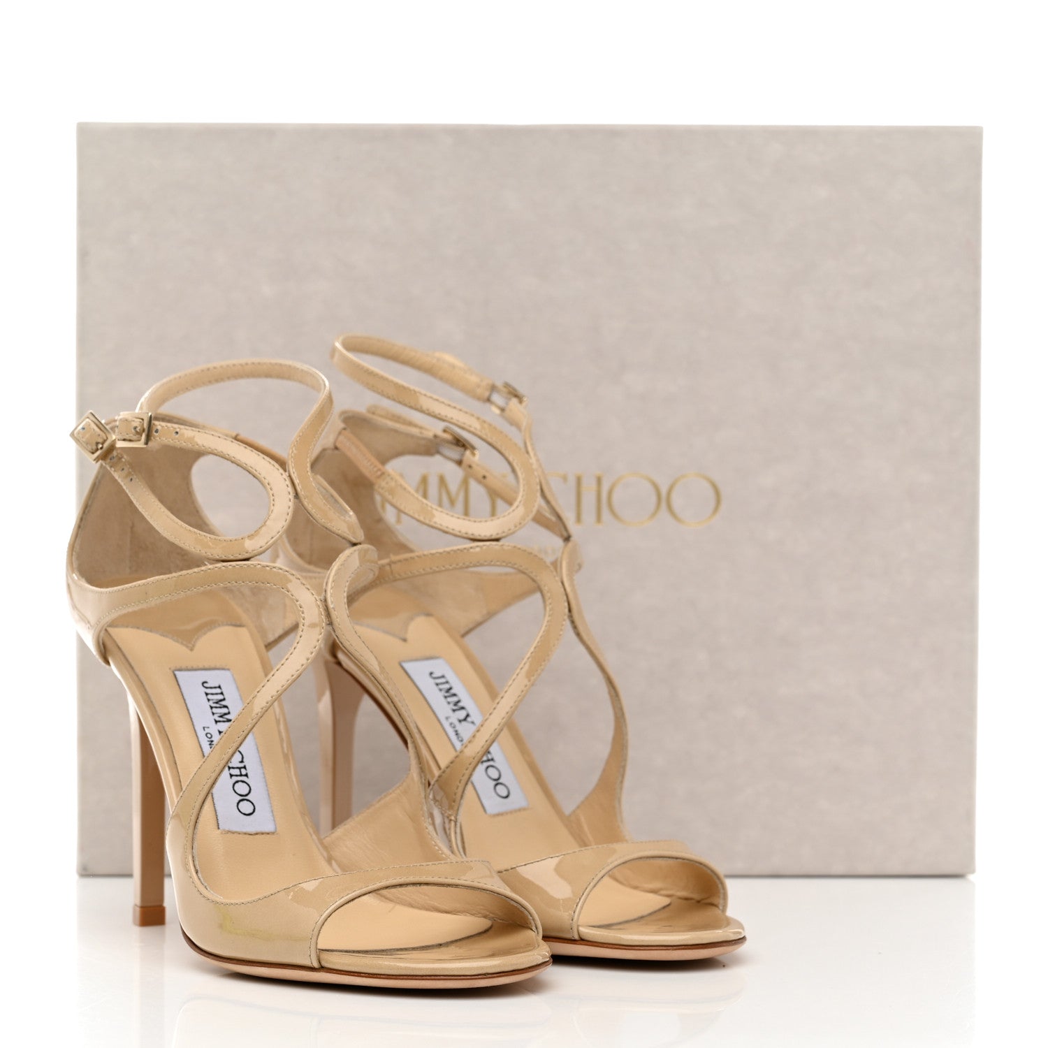 Jimmy Choo Patent Calfskin Lang Sandals 35 Nude 8 of 8