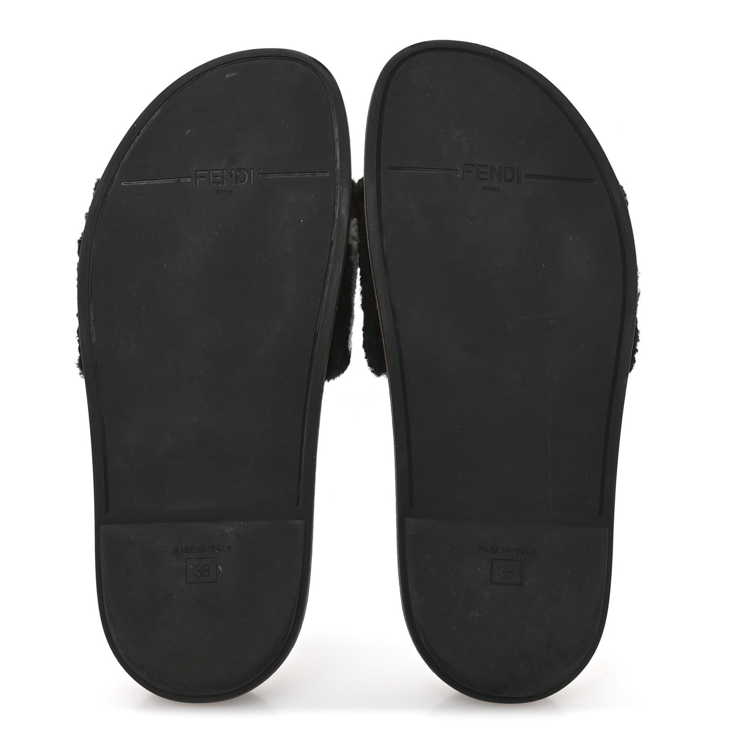 Shearling Logo Slide Sandals 38 Black Latte Brownie