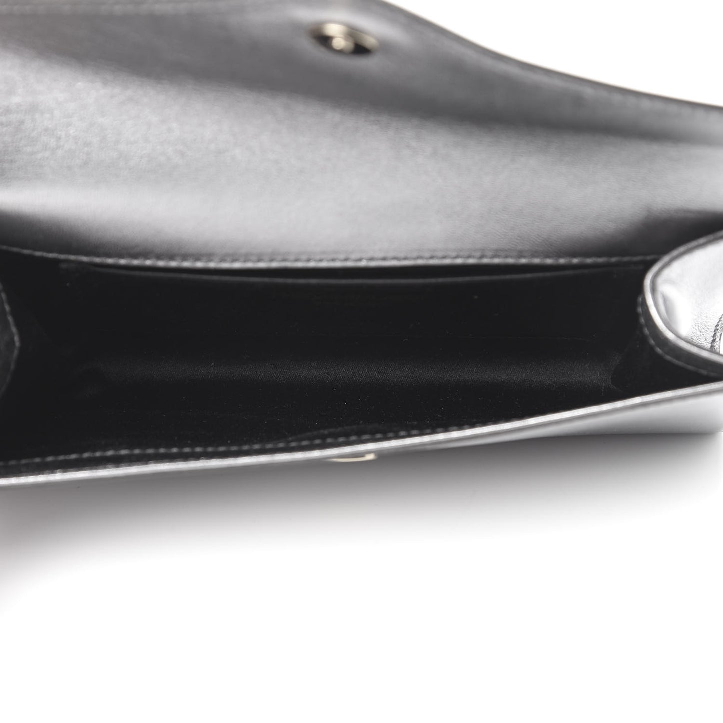 Metallic Calfskin Y-Mail Clutch Silver